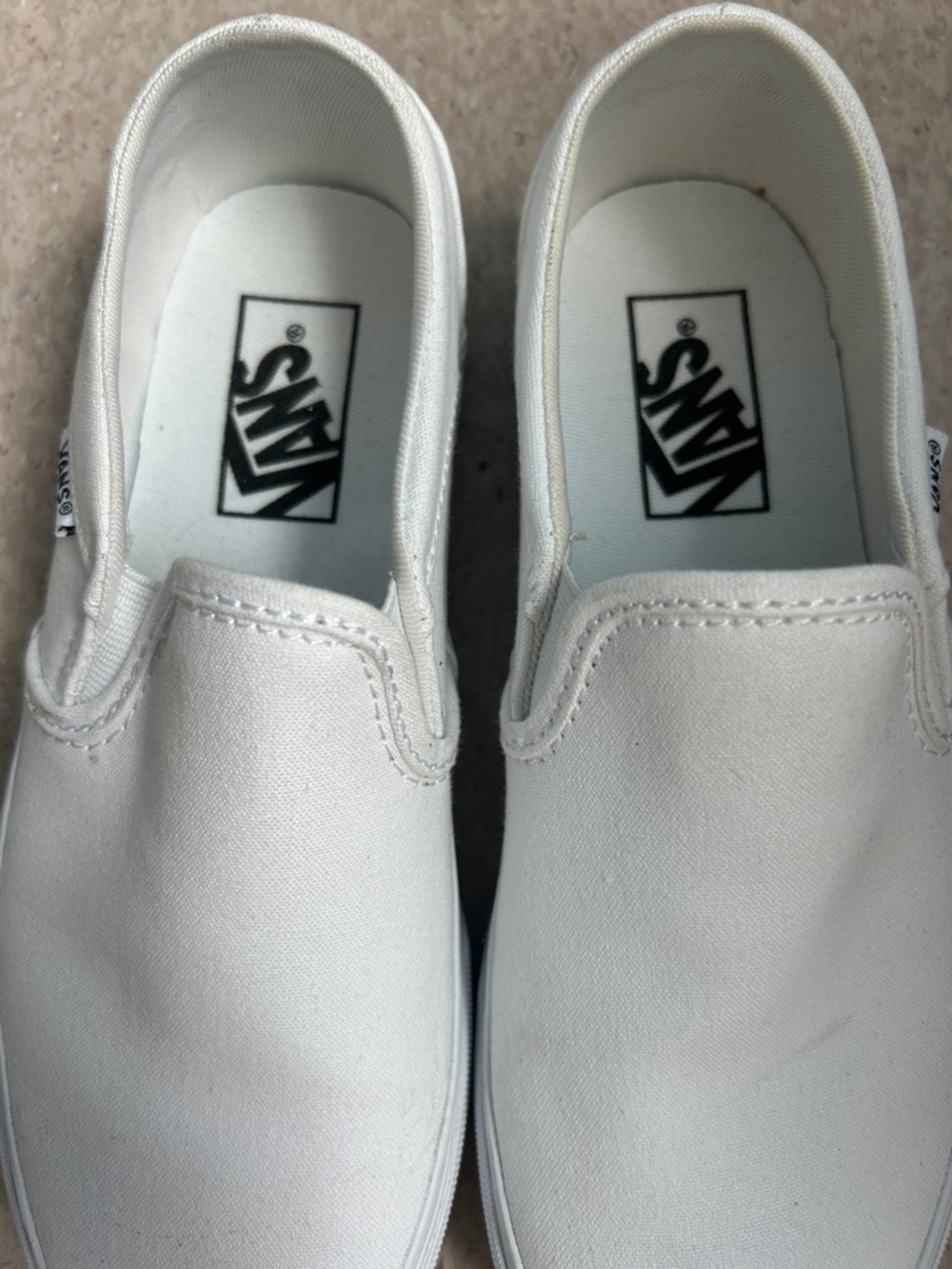 Vans White Slip-On Canvas Sneakers BNWOT size 6.5